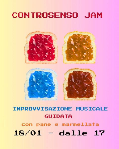 Flyer rosa della Controsenso Jam, gennaio 2026